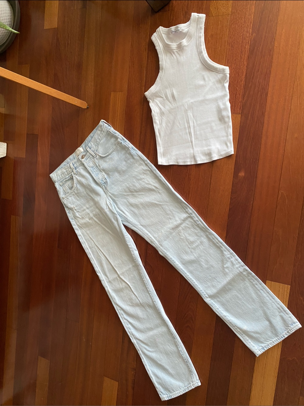7 For All Mankind washed Blue Straight Leg Jeans